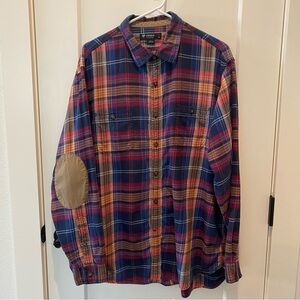 Cremieux Collection Men’s Long Sleeve Flannel Shirt.  Blue/Purple Plaid. XL